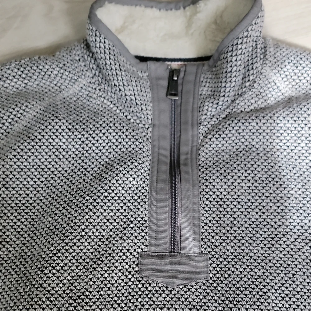 Orvis Black and White Quarter Zip Sweater Classic Design With Fleece Lined
